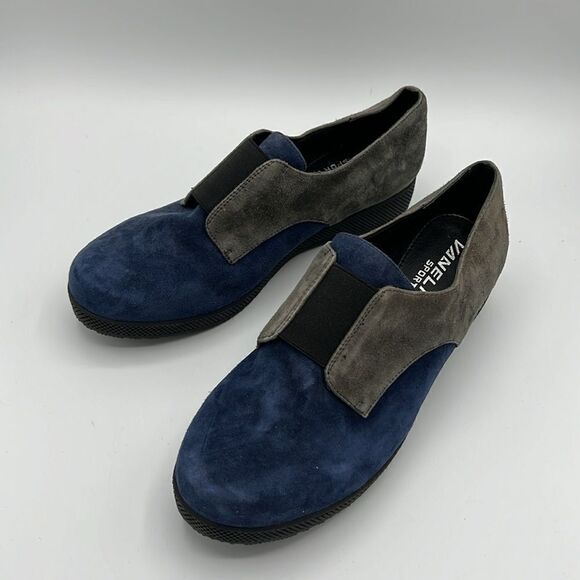 Vaneli Sport Blue Gray Suede Wedge Platform B38 - Picture 2 of 9